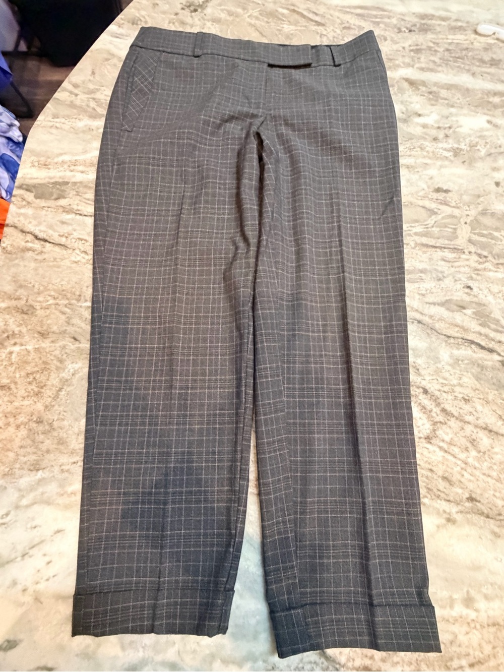 LOFT Gray Plaid Career Pants Womens Size 8 Ankle Straight Business Casual